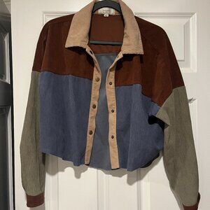 Women's Cropped Corduroy Button Down- Size Large